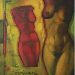 Akt - czerwony... 80x80 / Nude - red...